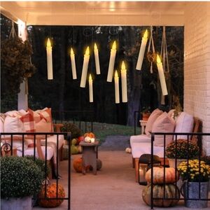 LED Hanging Flickering Flameless Candles, Timer, Color Changing Floating Candles